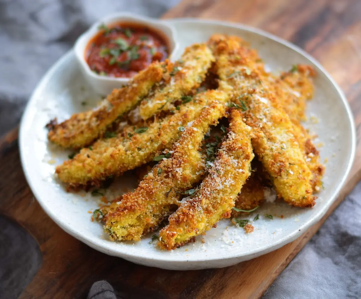 Craving a healthy dinner? Low Carb Crispy Eggplant Parmesan features crunchy eggplant slices topped with melted cheese and marinara sauce.