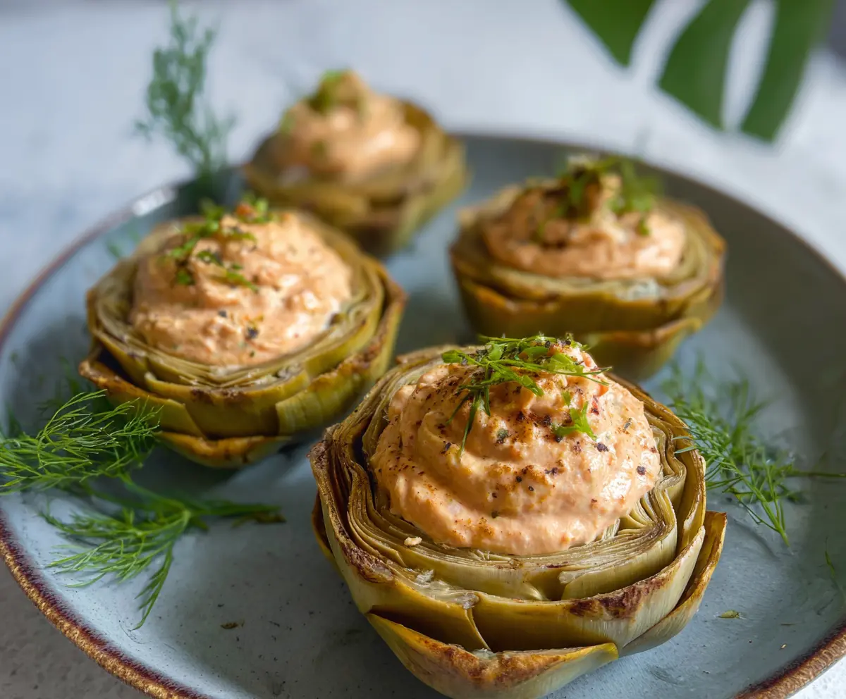 Salmon Patê Stuffed Artichokes