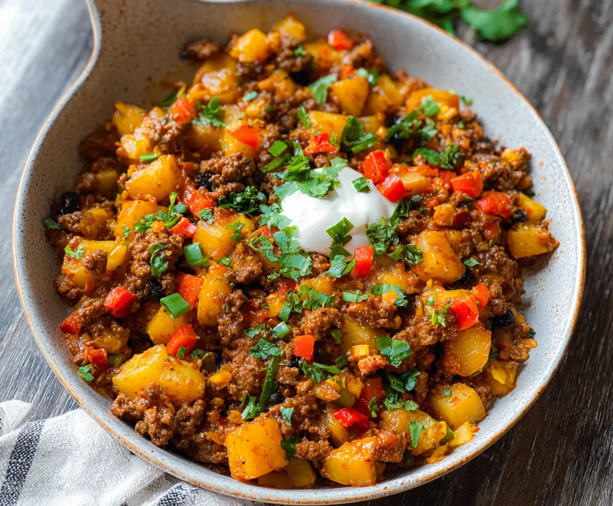 Southwest Ground Beef and Potato Skillet
