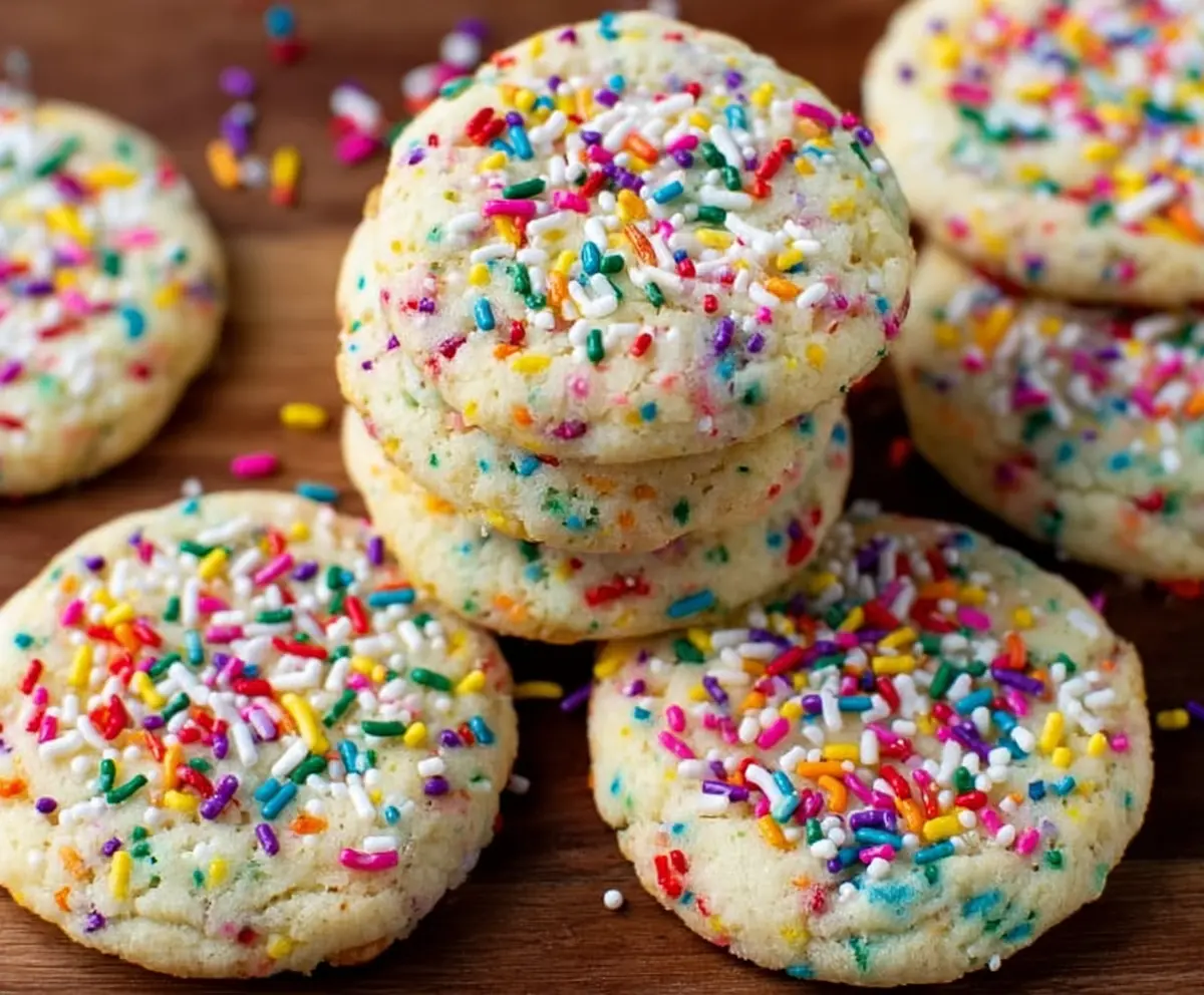 Delicious sprinkle cookies with colorful toppings and sweet icing, perfect for treats and celebrations.
