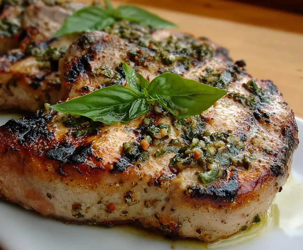 Basil-Garlic Grilled Pork Chops