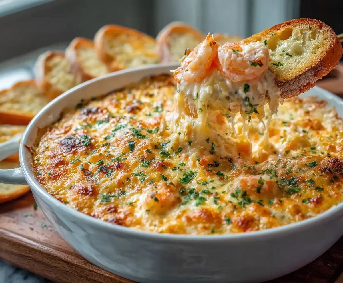 Irresistible Cheesy Shrimp & Crab Bake Dip 