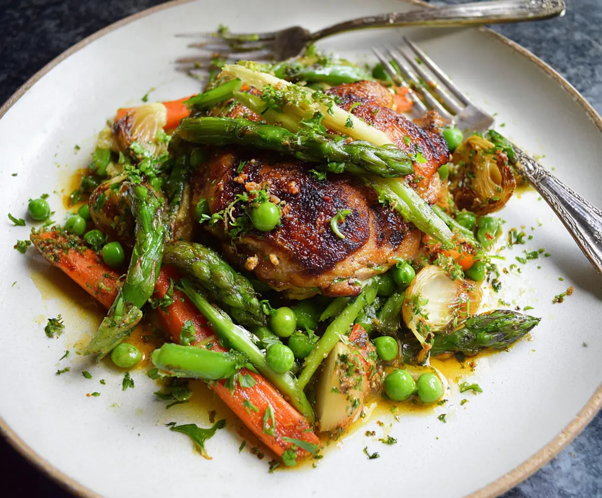 Pan-Roasted Chicken Thighs with Spring Vegetables