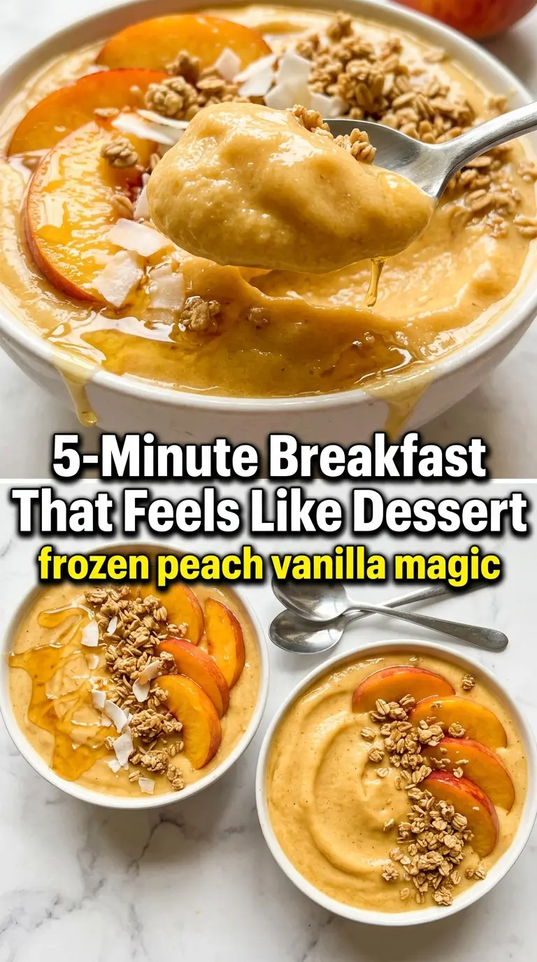 Frozen Peach and Vanilla Smoothie Bowl creamy peach