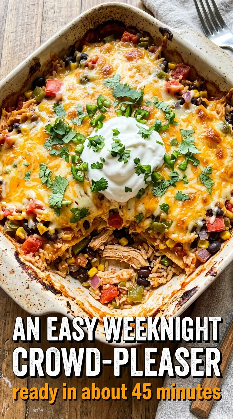 Chicken Burrito Casserole cheesy layered