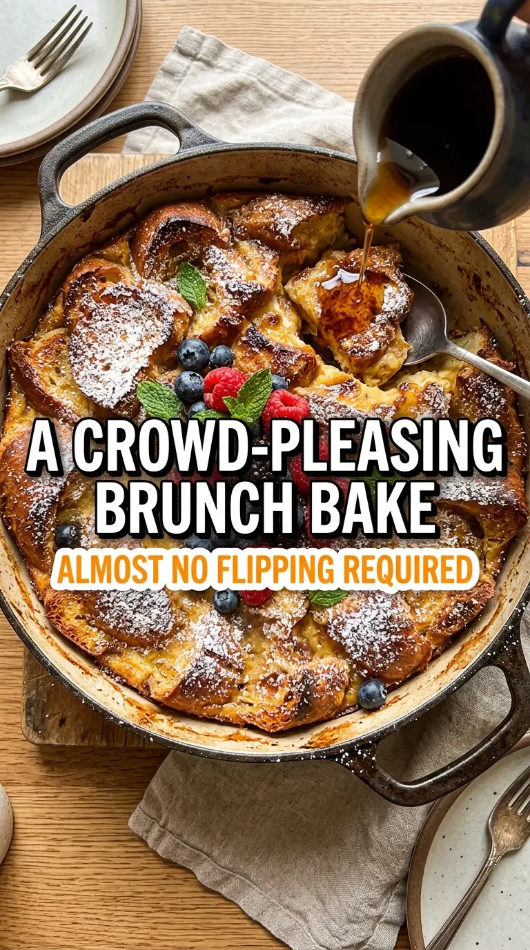 Dutch Oven French Toast custardy bread, baked breakfast, cozy brunch