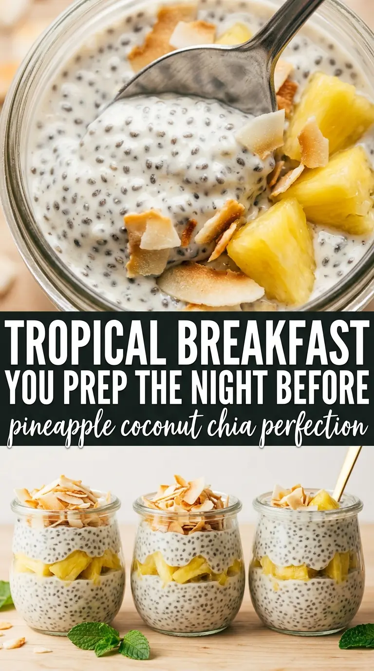Pineapple Coconut Chia Pudding Breakfast Jar creamy tropical layers