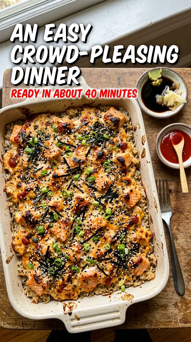 Salmon sushi bake creamy spicy golden