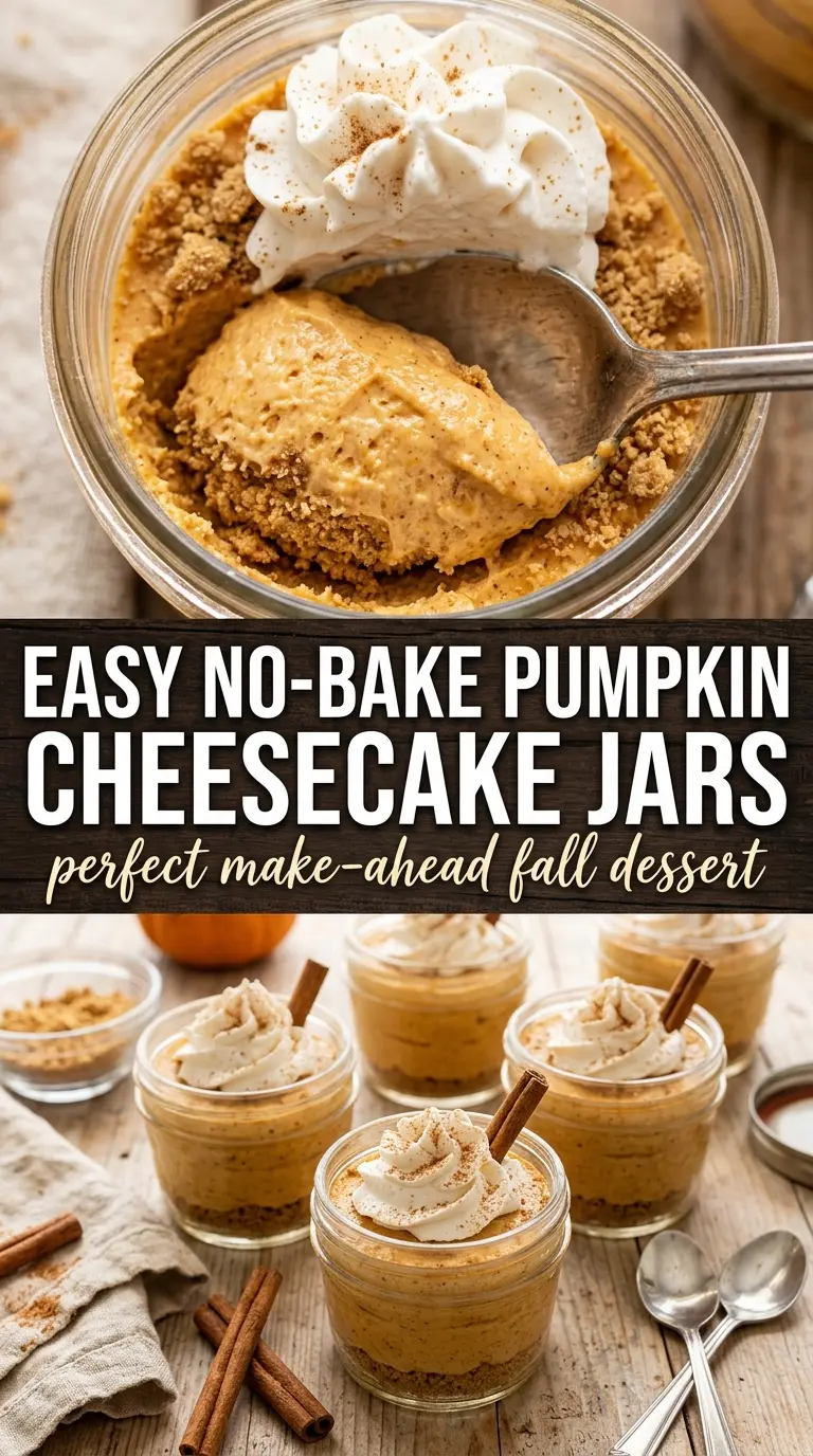 Layered No-Bake Pumpkin Cheesecake In A Jar creamy spiced individual dessert