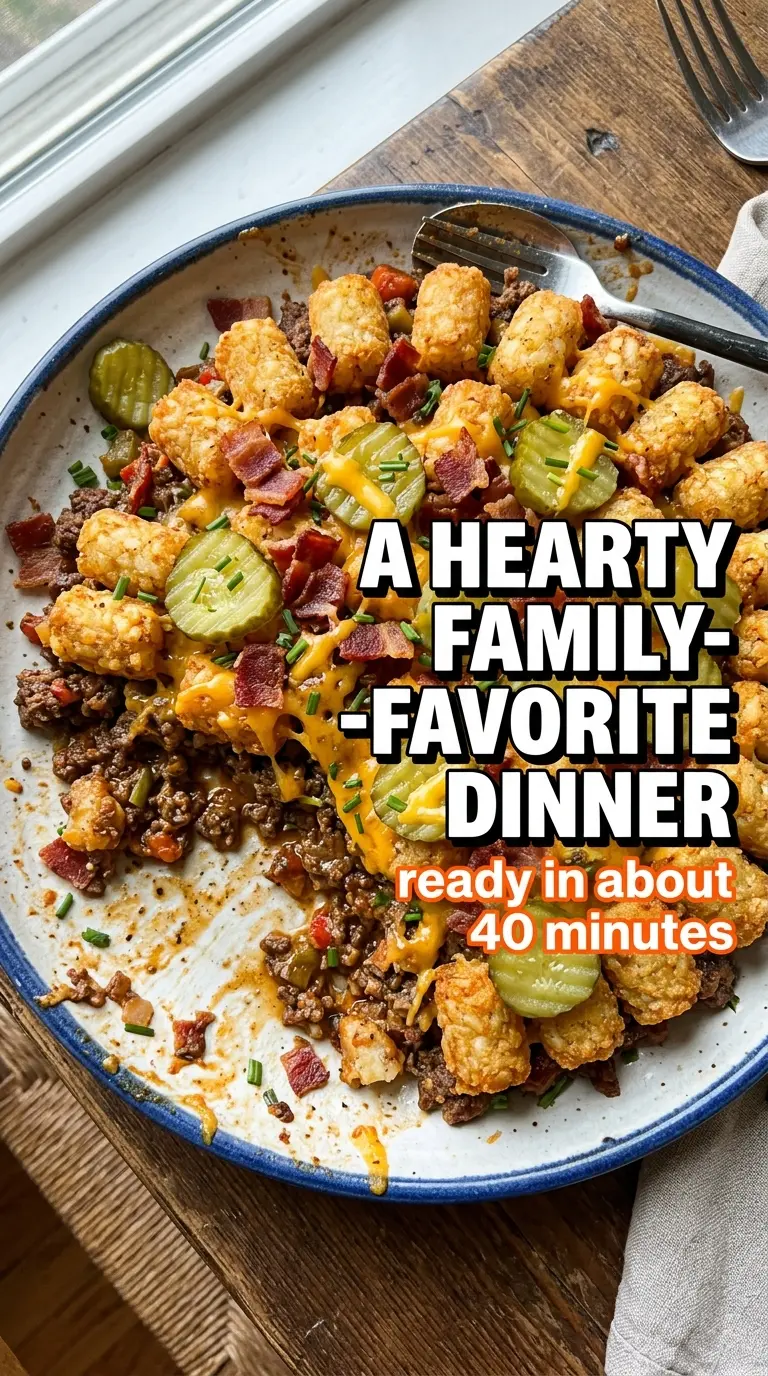 Loaded Bacon Cheeseburger Tater Tot Casserole cheesy crispy