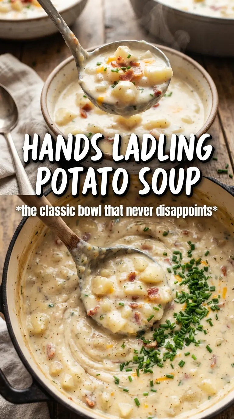 Creamy potato soup, bacon, chives