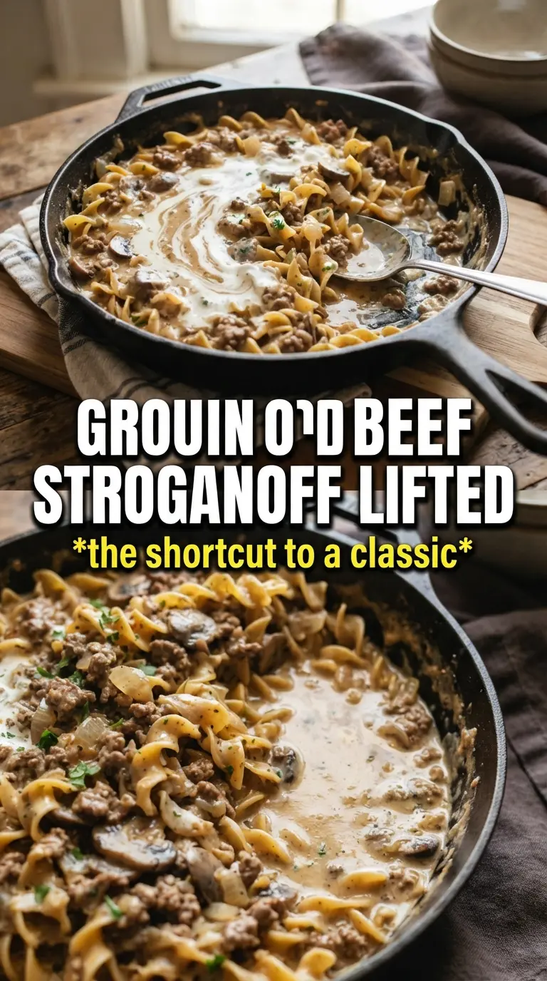 Ground Beef Stroganoff creamy mushroom noodles