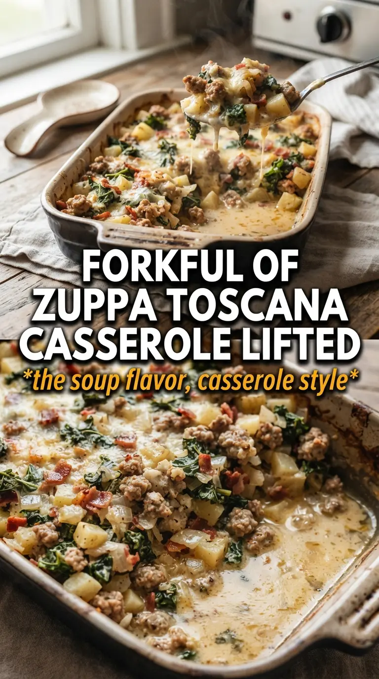 Italian Zuppa Toscana Casserole creamy potatoes sausage