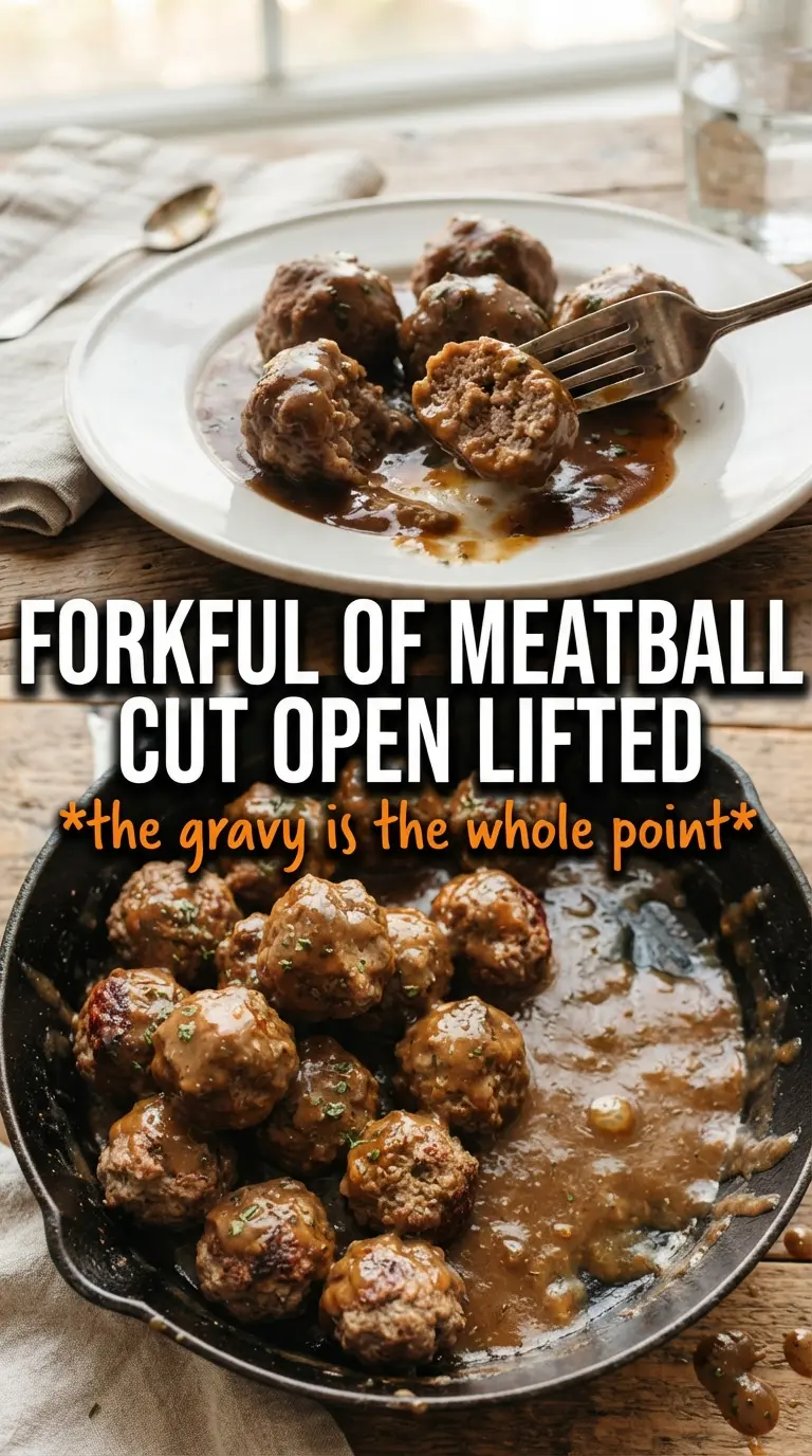 Meatballs and Gravy rich onion gravy tender beef