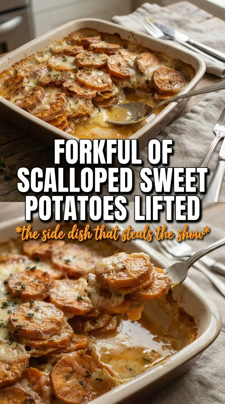Scalloped Sweet Potatoes golden cheesy layered