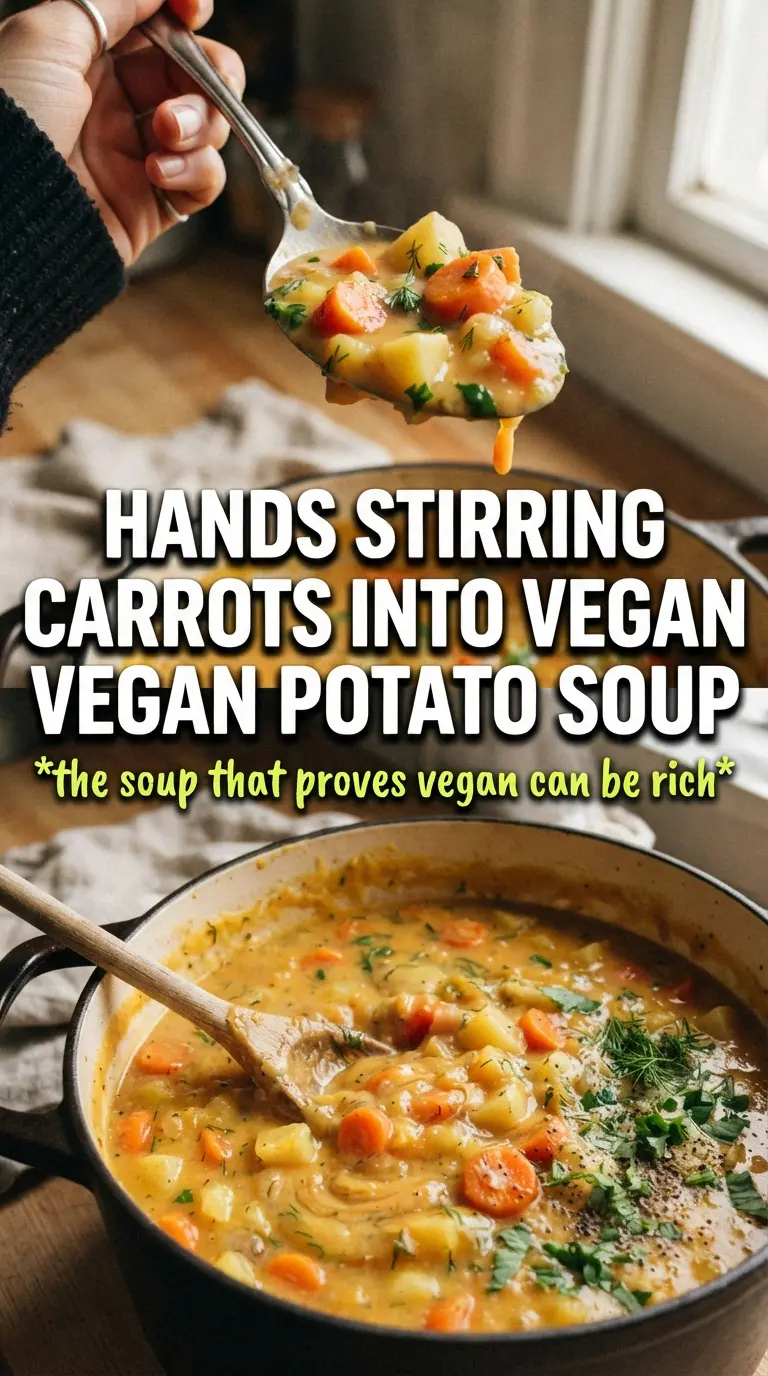 Vegan carrot potato soup smooth creamy vibrant